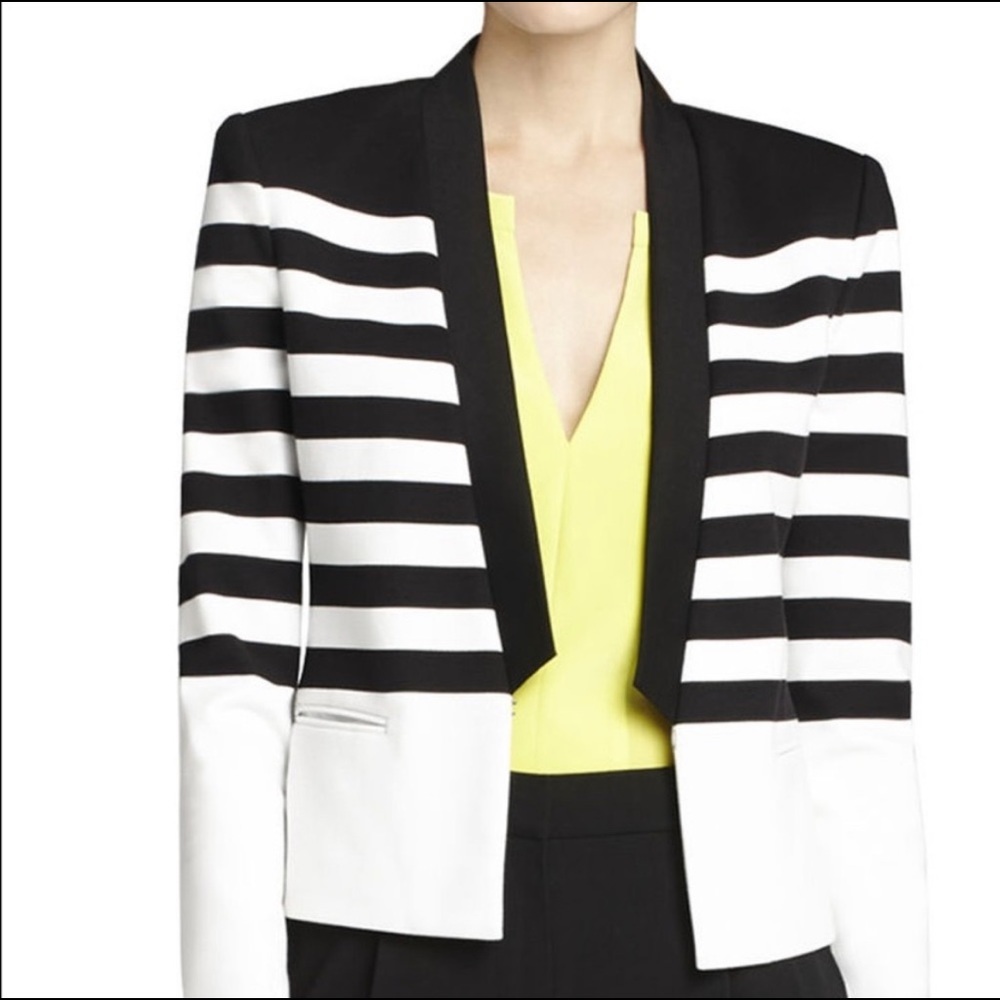 BCBG Black and White Stripe Blazer size XS